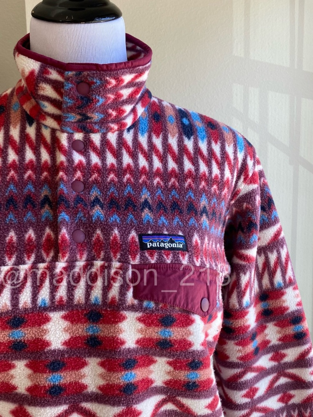 Patagonia Small Synchilla Kuta Klash Dark Curant Fleece Pullover Sweater Cozy S